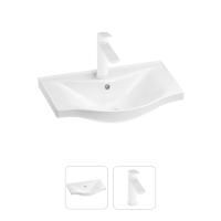 Раковина для ванной Wellsee Bisou 201000870 в наборе 2 в 1: полукруглая раковина белого глянцевого цвета, смеситель в цвете матовый белый