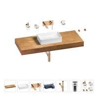 Раковина 42 см со столешницей 120 см Wellsee Pure BY Wellsee 201010934 в наборе 9 в 1: столешница, раковина, встраиваемый смеситель, сифон, выпуск, аксессуары (цвет набора розовое золото)