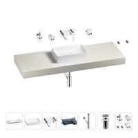 Раковина 42 см со столешницей 140 см Wellsee Pure BY Wellsee 201010991 в наборе 9 в 1: столешница, раковина, встраиваемый смеситель, сифон, выпуск, аксессуары (цвет набора хром)