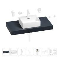 Раковина 43 см со столешницей 100 см Wellsee Graceful Pro 201012230 в наборе 10 в 1: столешница, раковина, смеситель, сифон, донный клапан, угловые вентили, аксессуары (цвет матовый белый)