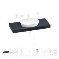 Раковина 60 см со столешницей 120 см Wellsee Calin 201007790 в наборе 10 в 1: столешница, раковина, смеситель, сифон, донный клапан, угловые вентили, аксессуары (цвет матовый белый)