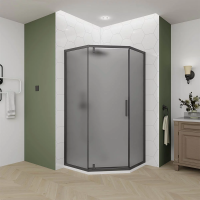 Душевой угол Veconi Ottimo P10 B, 1000x1000x1900, черный матовый, стекло тонированное матовое