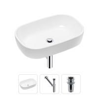 Комплект 3 в 1 Lavinia Boho Bathroom Sink 21520035: накладная фарфоровая раковина 54 см, металлический сифон, донный клапан