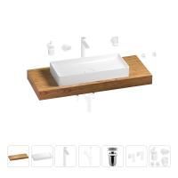 Раковина 75 см со столешницей 120 см Wellsee Pure BY Wellsee 201011715 в наборе 10 в 1: столешница, раковина, высокий смеситель, сифон, выпуск, кран-вентили, аксессуары (цвет матовый белый)