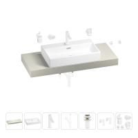 Раковина 70 см со столешницей 120 см Wellsee Graceful Pro 201012700 в наборе 10 в 1: столешница, раковина, смеситель, сифон, донный клапан, угловые вентили, аксессуары (цвет матовый белый)