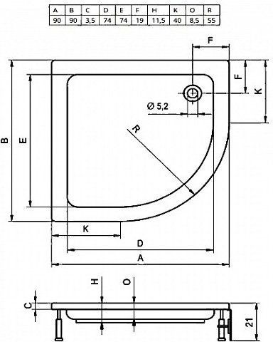 Душевой поддон Riho DA2100500000000 90x90