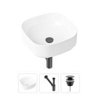 Комплект 3 в 1 Lavinia Boho Bathroom Sink 21520224: накладная фарфоровая раковина 40 см, металлический сифон, донный клапан
