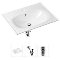 Комплект 3 в 1 Lavinia Boho Bathroom Sink 21520433: врезная фарфоровая раковина 60 см, металлический сифон, донный клапан