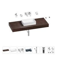 Раковина 42 см со столешницей 120 см Wellsee Pure BY Wellsee 201010941 в наборе 9 в 1: столешница, раковина, встраиваемый смеситель, сифон, выпуск, аксессуары (цвет набора хром)