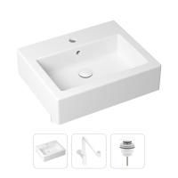 Комплект 3 в 1 Lavinia Boho Bathroom Sink 21520703: накладная фарфоровая раковина 50.5 см, металлический сифон, донный клапан