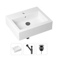 Комплект 3 в 1 Lavinia Boho Bathroom Sink 21520687: накладная фарфоровая раковина 50.5 см, металлический сифон, донный клапан