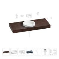 Раковина 40 см со столешницей 120 см Wellsee Doux 201009825 в наборе 9 в 1: столешница, раковина, встраиваемый смеситель, сифон, донный клапан, аксессуары (цвет набора матовый белый)