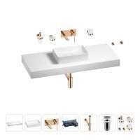 Раковина 42 см со столешницей 120 см Wellsee Pure BY Wellsee 201010964 в наборе 9 в 1: столешница, раковина, встраиваемый смеситель, сифон, выпуск, аксессуары (цвет набора розовое золото)