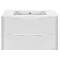 Тумба Vincea Paola 800 подвесная, 2 выкатных ящика soft close, G.White с умывальником VCB-2VP800B из искусственного камня, цвет черный