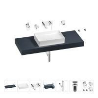 Раковина 50 см со столешницей 120 см Wellsee Pure BY Wellsee 201011346 в наборе 9 в 1: столешница, раковина, встраиваемый смеситель, сифон, выпуск, аксессуары (цвет набора хром)