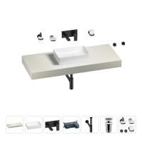 Раковина 42 см со столешницей 120 см Wellsee Pure BY Wellsee 201010897 в наборе 9 в 1: столешница, раковина, встраиваемый смеситель, сифон, выпуск, аксессуары (цвет набора матовый черный)
