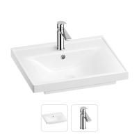 Раковина для ванной Wellsee FreeDom 201000836 в наборе 2 в 1: прямоугольная раковина белого глянцевого цвета, смеситель в цвете хром