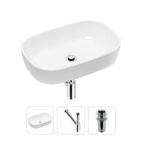 Комплект 3 в 1 Lavinia Boho Bathroom Sink 21520005: накладная фарфоровая раковина 54 см, металлический сифон, донный клапан