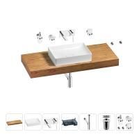 Раковина 50 см со столешницей 120 см Wellsee Pure BY Wellsee 201011366 в наборе 9 в 1: столешница, раковина, встраиваемый смеситель, сифон, выпуск, аксессуары (цвет набора хром)
