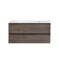 Тумба Vincea Luka 1000 подвесная, 2 выкатных ящика soft-close, R.Oak с умывальником VCB-13100W из искусственного камня, цвет белый