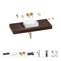 Раковина 42 см со столешницей 120 см Wellsee Pure BY Wellsee 201010949 в наборе 9 в 1: столешница, раковина, встраиваемый смеситель, сифон, выпуск, аксессуары (цвет набора розовое золото)