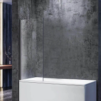 Шторка на ванну Veconi Palau PL-84GR, 900x1500, графит брашинг, стекло прозрачное