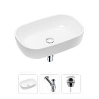 Комплект 3 в 1 Lavinia Boho Bathroom Sink 21520004: накладная фарфоровая раковина 54 см, металлический сифон, донный клапан