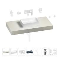 Раковина 42 см со столешницей 100 см Wellsee Pure BY Wellsee 201010810 в наборе 9 в 1: столешница, раковина, встраиваемый смеситель, сифон, выпуск, аксессуары (цвет набора матовый белый)