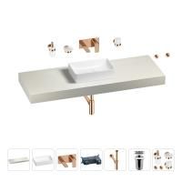 Раковина 42 см со столешницей 140 см Wellsee Pure BY Wellsee 201010989 в наборе 9 в 1: столешница, раковина, встраиваемый смеситель, сифон, выпуск, аксессуары (цвет набора розовое золото)