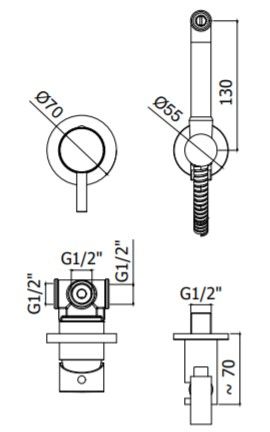 Смеситель с гигиеническим душем Paffoni Light KITDUP110NO черный матовый