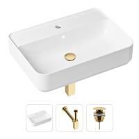 Комплект 3 в 1 Lavinia Boho Bathroom Sink 21520344: накладная фарфоровая раковина 60 см, металлический сифон, донный клапан