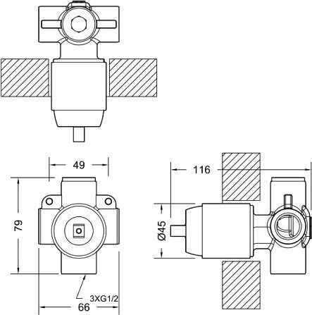 Набор смеситель для ванны и душа Bravat встраиваемый F817CP-SET