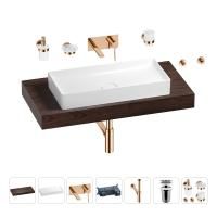 Раковина 75 см со столешницей 100 см Wellsee Pure BY Wellsee 201011629 в наборе 9 в 1: столешница, раковина, встраиваемый смеситель, сифон, выпуск, аксессуары (цвет набора розовое золото)
