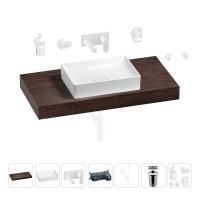 Раковина 50 см со столешницей 100 см Wellsee Pure BY Wellsee 201011265 в наборе 9 в 1: столешница, раковина, встраиваемый смеситель, сифон, выпуск, аксессуары (цвет набора матовый белый)