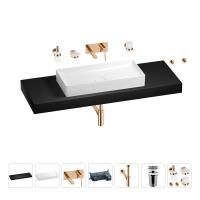Раковина 75 см со столешницей 140 см Wellsee Pure BY Wellsee 201011909 в наборе 9 в 1: столешница, раковина, встраиваемый смеситель, сифон, выпуск, аксессуары (цвет набора розовое золото)