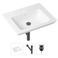 Комплект 3 в 1 Lavinia Boho Bathroom Sink 21520406: врезная фарфоровая раковина 60 см, металлический сифон, донный клапан