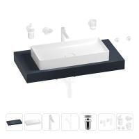 Раковина 75 см со столешницей 100 см Wellsee Pure BY Wellsee 201011580 в наборе 10 в 1: столешница, раковина, высокий смеситель, сифон, выпуск, кран-вентили, аксессуары (цвет матовый белый)