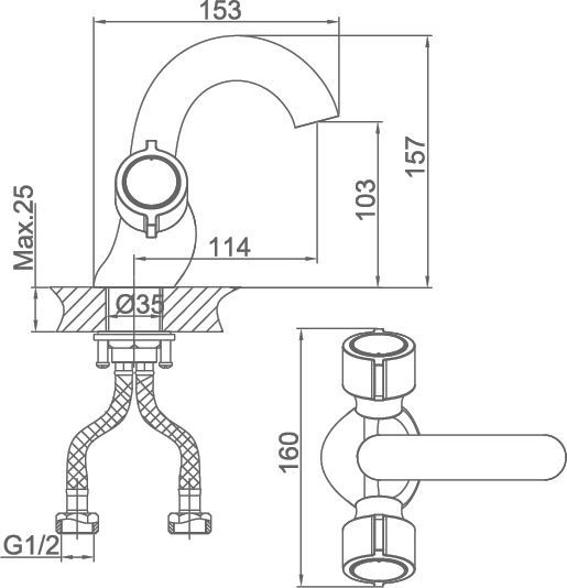 Смеситель для раковины D&K Hessen Torhall DA1412141
