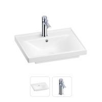 Раковина для ванной Wellsee FreeDom 201000811 в наборе 2 в 1: прямоугольная раковина белого глянцевого цвета, смеситель в цвете хром