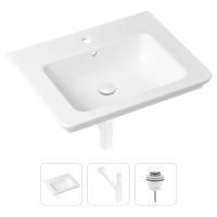 Комплект 3 в 1 Lavinia Boho Bathroom Sink 21520422: врезная фарфоровая раковина 60 см, металлический сифон, донный клапан