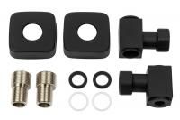 Уголок квадратный для полотенцесушителей 3/4" х 1/2" гайка-штуцер, с эксцентриком и отражателем черный матовый