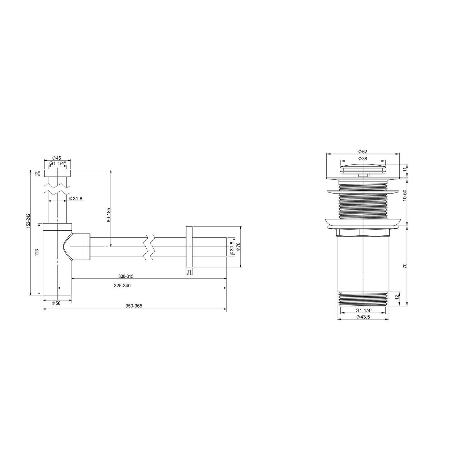 Донный клапан Wellsee. Wellsee Drainage System 182105000. Wellsee graceful Pro 150901001 Размеры.