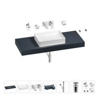 Раковина 50 см со столешницей 120 см Wellsee Pure BY Wellsee 201011341 в наборе 9 в 1: столешница, раковина, встраиваемый смеситель, сифон, выпуск, аксессуары (цвет набора хром)