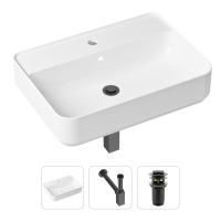 Комплект 3 в 1 Lavinia Boho Bathroom Sink 21520341: накладная фарфоровая раковина 60 см, металлический сифон, донный клапан
