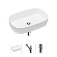 Комплект 3 в 1 Lavinia Boho Bathroom Sink 21520057: накладная фарфоровая раковина 54 см, металлический сифон, донный клапан