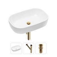 Комплект 3 в 1 Lavinia Boho Bathroom Sink 21520029: накладная фарфоровая раковина 54 см, металлический сифон, донный клапан