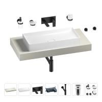 Раковина 75 см со столешницей 100 см Wellsee Pure BY Wellsee 201011562 в наборе 9 в 1: столешница, раковина, встраиваемый смеситель, сифон, выпуск, аксессуары (цвет набора матовый черный)
