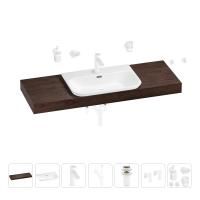 Раковина 65 см со столешницей 140 см Wellsee Eclatant 2.0 201013385 в наборе 10 в 1: столешница, раковина, смеситель, сифон, донный клапан, угловые вентили, аксессуары (цвет матовый белый)