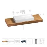 Раковина 75 см со столешницей 140 см Wellsee Pure BY Wellsee 201011845 в наборе 9 в 1: столешница, раковина, встраиваемый смеситель, сифон, выпуск, аксессуары (цвет набора матовый белый)