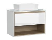 Тумба под раковину подвесная Cersanit LOUNA 80 со столешницей белый, SP-SZ-LOU80-BL/Wh